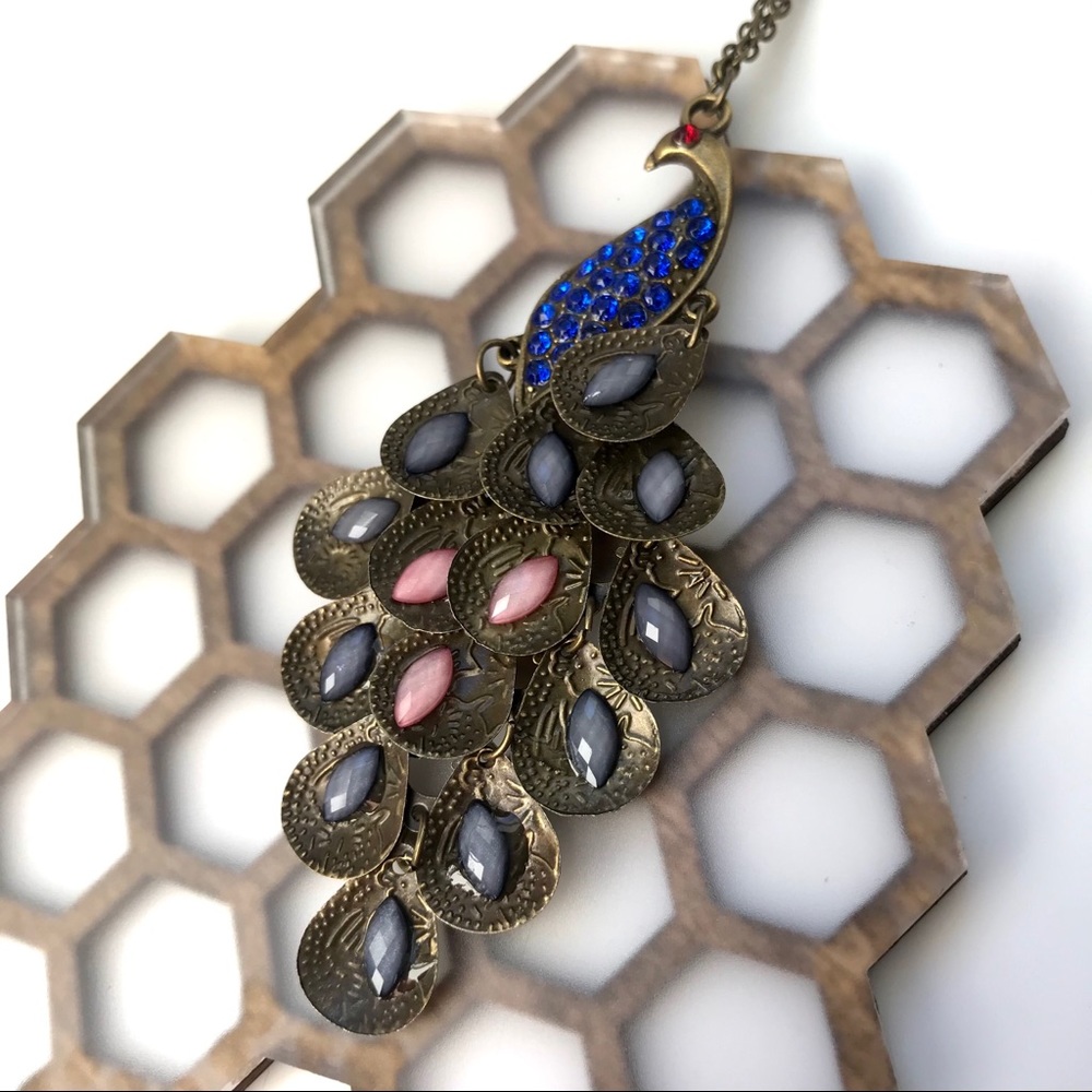 Vintage Peacock Elegant Jewel/Gem Antique Necklace - Picture 3 of 6